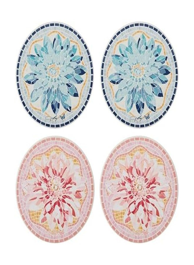 Dolly Parton Ceramic Coaster Set with Mosaic Flower Design, 4 Piece - Image 1
